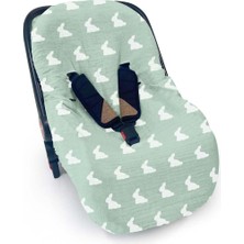 Deux LAPINS%100 Pamuk Müslin Ana Kucağı Kılıfı - Mono Lapin Matcha Green PSTKLF-MHG-000STD