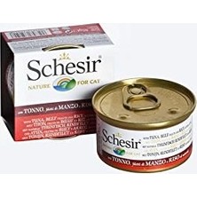 Schesir Ton Balıklı Sığır Filetolu ve Pirinçli Pişirme Suyunda Yetişkin Kedi Konservesi 85G