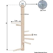 Ağaç Sopalı Kuş Merdiveni Tüneği Kuş Parkuru Tünek Döner Kuş Merdiven Boy 30 cm
