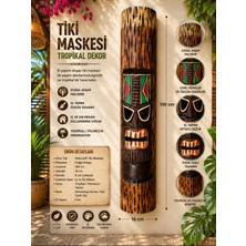 WoodBay El Yapımı Ahşap Tiki Maskesi Duvar Dekoru 100X16 cm Tropikal Polinezya Hawaii Duvar Süsü WOOD01