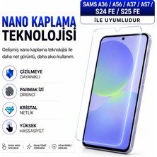 Powerfox Samsung A36/A56/A37/A57/S24 FE/S25 Fe Uyumlu Cam Karışımlı Nano Cam Ekran Koruyucu | 9h+ Çizilme Direnci | Yüksek Dokunmatik Hassasiyet