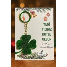 Yılbaşı Yeşil Yonca Epoksi Kartlı Anahtarlık 8 Adet
