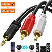 1.5 Metre 1.5mt 3.5mm 2rca Jak Kablosu Stereo Splitter Aux Profesyonel Av Kablosu DVD Tv CD Ses Kablosu