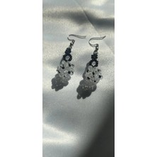 Kristal Taşlı Boncuk Küpe,el Yapımı, Beyaz Siyah Sallantılı Küpe,miyuki Boncuk Küpe, Handmade