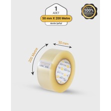 Allam Ambalaj 1 Adet Akrilik Şeffaf Koli Bandı 50MM x 200MT Güçlü Yapışkan