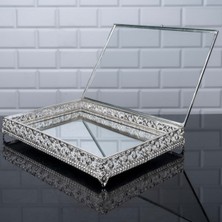 Özbience Cam Kapaklı Aynalı Kız Isteme Çikolata Kutusu ve Metal Kasa, 36X25X6 cm