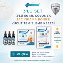 Doctor Silver Ion 3’lü Set – 3 Adet 50 ml Kolonya, Saç Yıkama Bonesi ve Vücut Temizleme Kesesi