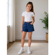 Bilge Trend Kız Çocuk Kargo Cepli Kot Denim Şort