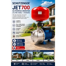 SCHUTZENGER JET700 Bakır Sargı 1.5 Hq Paslanmaz Çelik Gövdeli Kendinden Emişli Su Pompa 24 Litre Tank Otomatik Su Motoru