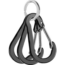 Microcase Çok Amaçlı Mini Metal Karabina Seti 4.9 cm Siyah Yaylı Anahtarlık Kancası Taktik Kamp Ekipman Askısı 3 Adet - AL5881