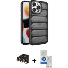 Pileli Store Pilelistore™ iPhone 14 Pro Max Kılıf Yadigar Doku Özel Seri - Şeffaf Royal Nano Ekran Koruyucu + Raze Metal Kamera Lens - Gd