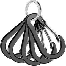 Microcase Çok Amaçlı Mini Metal Karabina Seti 4.9 cm Siyah Yaylı Anahtarlık Kancası Taktik Kamp Ekipman Askısı 5 Adet - AL5881
