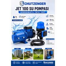 SCHUTZENGER Otomatik Su Pompası 1.5 Hp JET100P 1'' Parmak Hidrofor Pompa 45MT Dik Atar