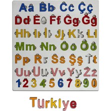 Özbience Renkli Ahşap Alfabe ve Rakamlar, 32,5X34,5 Cm, Eğlenceli Dekorasyon
