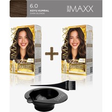 Maxx Deluxe 2'li Paket Golden Beauty Set Saç Boyası 6.0 Koyu Kumral, Boya Tası ve Fırça Hediye!