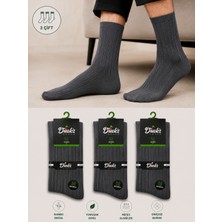 Ducks Socks Erkek Bambu Dikişsiz Soket Çorap 3'lü Yıkamalı Uzun Konç Çizgili Erkek Çorap