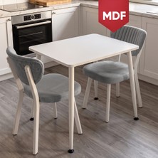Canisa Belek Serisi Mdf Sabit 60X90 Beyaz Mutfak Masası Takımı 2 Adet Sandalye