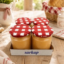 Sarkap Home 4'lü 210 cc  Mat Ekose Kırmızı Kavanoz Seti