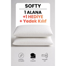 Pillow Market Softy Ortopedik Visco Yastık 2'li Set 1 Adet Yedek Kılıf- Boyun Destekli Yıkanabilir Kılıf 60X40 cm