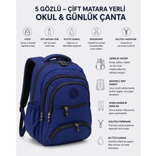 Burkay Çanta Koyu Mavi Lise ve Ortaokul Sırt Çantası