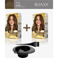 Maxx Deluxe 2'li Paket Golden Beauty Set Saç Boyası 7.0 Kumral, Boya Tası ve Fırça Hediye!