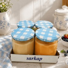 Sarkap Home 4'lü 210 cc  Mat Ekose Mavi Kavanoz Seti