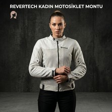 Revertech Beyaz Yazlık Fileli Kadın Motosiklet Montu Buff ve Anahtarlık Hediyeli XL