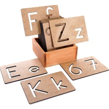 Balatoyz Montessori Harf ve Rakam Şablonları ( Ahşap Kutulu ) Harf Çizim Kalıpları, Harf ve Rakam Çizim Kalıpları