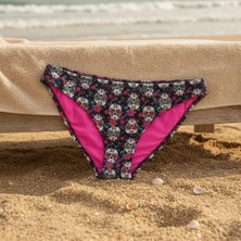 Bonbon Kadın Plaj Giyim Siyah Renk Desenli Bikini Alt BB2564
