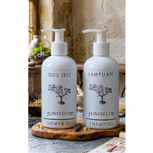 JUNIBELIW 2li Set Beyaz Plastik Şişe Boş Mika Duş Jeli Şampuan Şişesi 2X250ML