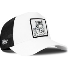 BlackBörk Bengal Kaplan Logolu Beyaz-Siyah Trucker Şapka