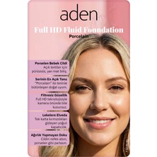 Aden Full Hd Likit Fondöten 20 ml - 01 Porcelain(Porselen)