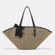Black Ribbon Breeze Tote Plaj Çantası - Kadın Büyük Boy Omuz Çantası