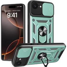 Renas Store Newface Iphone 16E Kılıf Pars Lens Yüzüklü Silikon - Yeşil