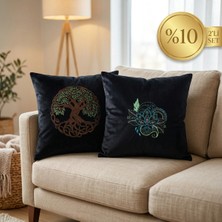 Harmony Factory Hayat Ağacı + Mandala 2'li Kırlent Seti - Nakışlı Dekoratif Yastık Kılıfı Hediyelik 2'li Kombin