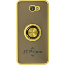 Renas Store Newface Samsung Galaxy J7 Prime Kılıf Montreal Yüzüklü Silikon Kapak - Sarı