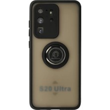 Renas Store Newface Samsung Galaxy S20 Ultra Kılıf Montreal Yüzüklü Silikon Kapak - Siyah