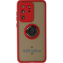 Renas Store Newface Samsung Galaxy S20 Ultra Kılıf Montreal Yüzüklü Silikon Kapak - Kırmızı