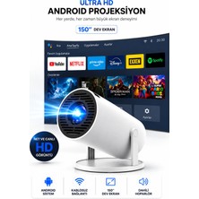 HY300 Pro Taşınabilir Android Sinema Projeksiyon Wifi Destekli En Güncel Sürüm Akıllı Projektör Beyaz Ultra Hd