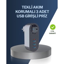 Çocuk Korumalı Termal Priz – 3'lü USB Şarj ve Akım Koruması