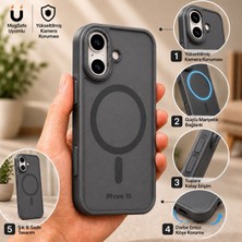 SS Trend Store iPhone 15 Uyumlu Magsafe Mıknatıslı Mat Kılıf Kamera Korumalı Darbe Emici Kılıf