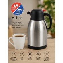 2 Litre Çift Kat Çelik Çay Termosu Özel Bakır Iç Kaplama Paslanmaz Çelik Termos 12/24 Saat Sıcak Soğuk