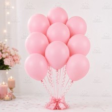 Parti Dükkanı 10 Adet Makaron Pembe Balon Seti Helyum Uyumlu Pastel Pembe Parti Balonu Doğum Günü Baby Shower Kız Bebek Süsleme