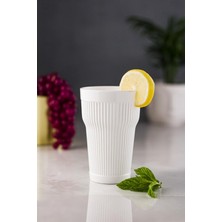 Akrilik Beyaz Tekli Uzun Bardak & Su Meşrubat Bardağı 400 ml ( Cam Değildir )