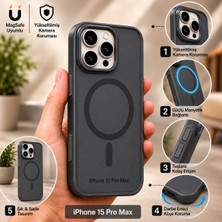 SS Trend Store iPhone 15 Pro Max Uyumlu Magsafe Mıknatıslı Mat Kılıf Kamera Korumalı Darbe Emici Kılıf