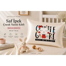 ICON SILK %100 Saf Ipek Çocuk Yastık Kılıfı (Mutlu Kedicik)