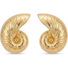 Merve Takı Tırtık Desenli Salyangoz Gold Küpe
