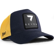 BlackBörk 7 Numara Logolu Koyu Lacivert-Sarı Trucker Şapka