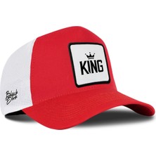 BlackBörk King Logolu Kırmızı-Beyaz Trucker Şapka