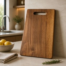 HICOWOOD Doğal Ceviz Ağacından El Yapımı Ahşap Sunum ve Kesme Tahtası – 38x25 cm -Lazerle İsim/Söz Yazılır